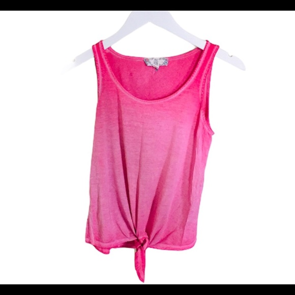 PINK ROSE Vintage Tie-Dye/Ombré Tank/Top With Knotted Tie Front Pink Size Small - Picture 6 of 10